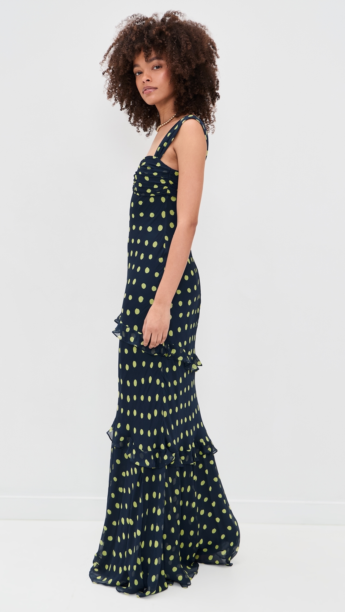 Selma Long Dress Polka Lemon