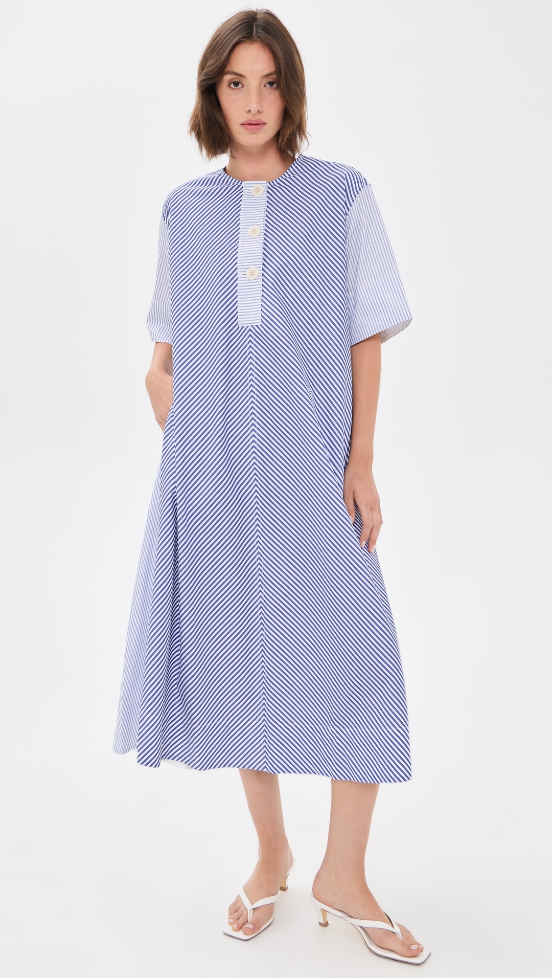 Ivy Stripe Shirt Dress Navy