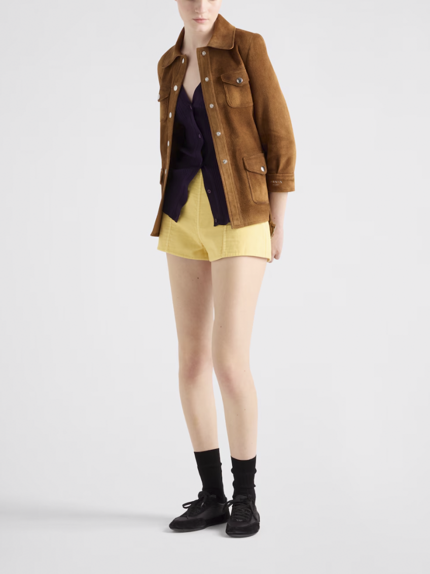 Yellow double cotton shorts