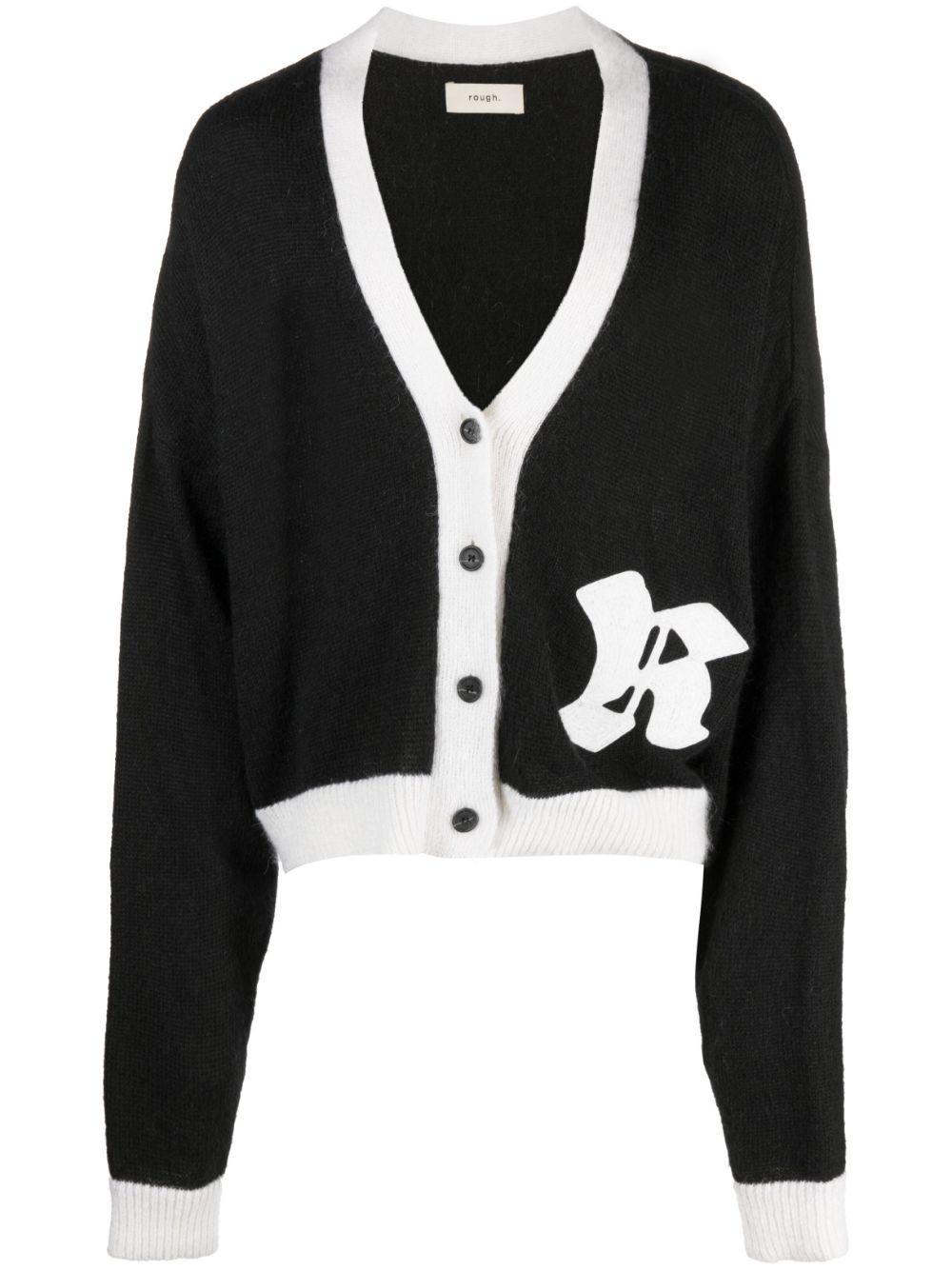 Logo-patch button-up cardigan - Black