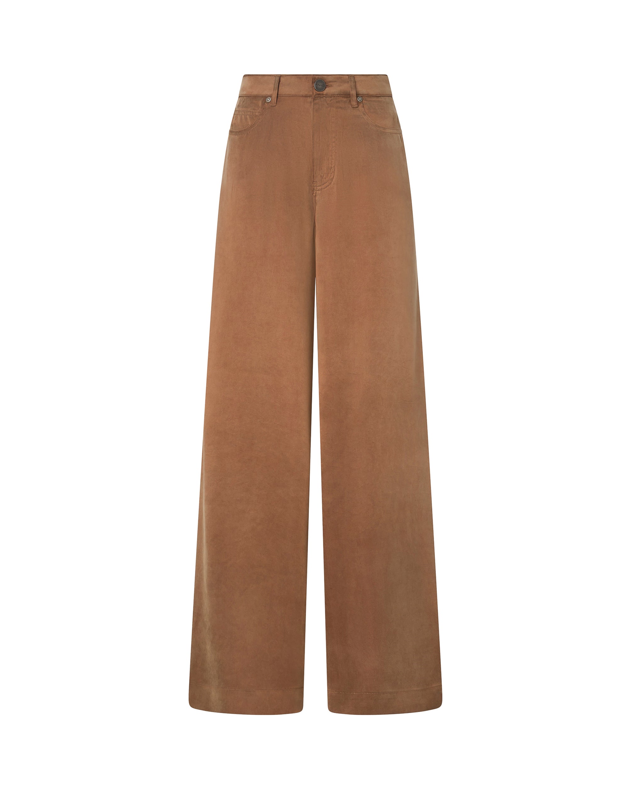 Cupro-Viscose Palazzo Trousers — Brown