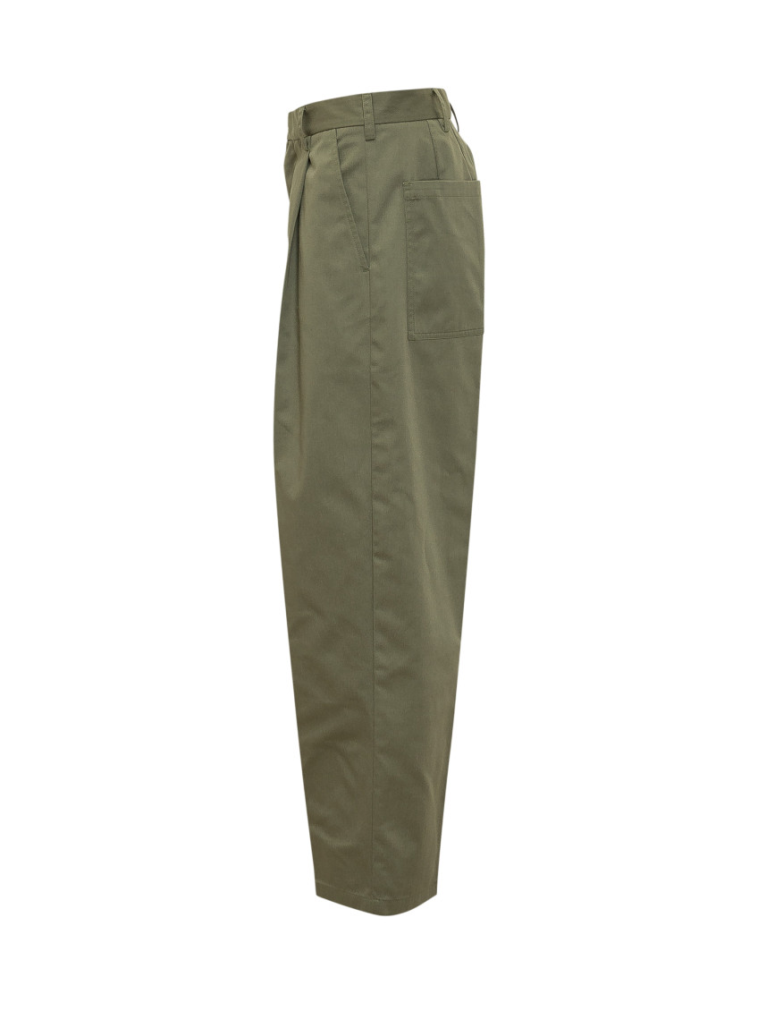 Green Straight Flat Front Pants