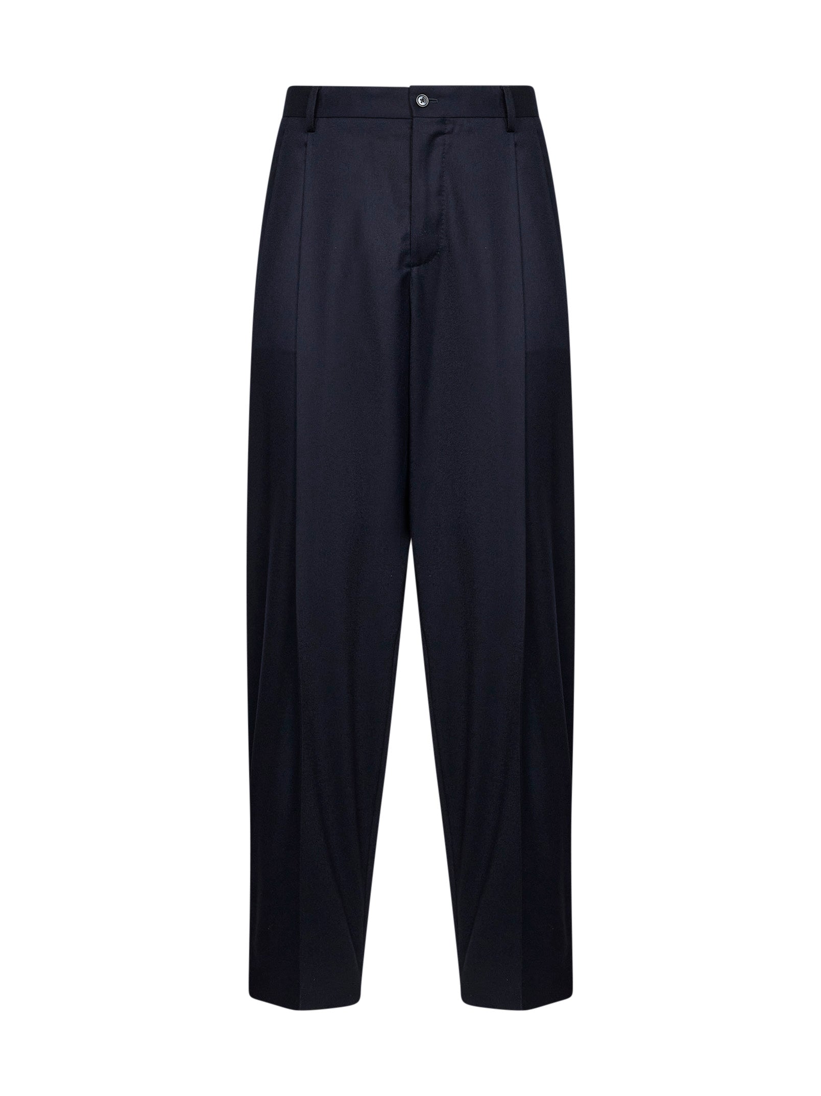 Tailored Stretch Flannel Trousers — Navy