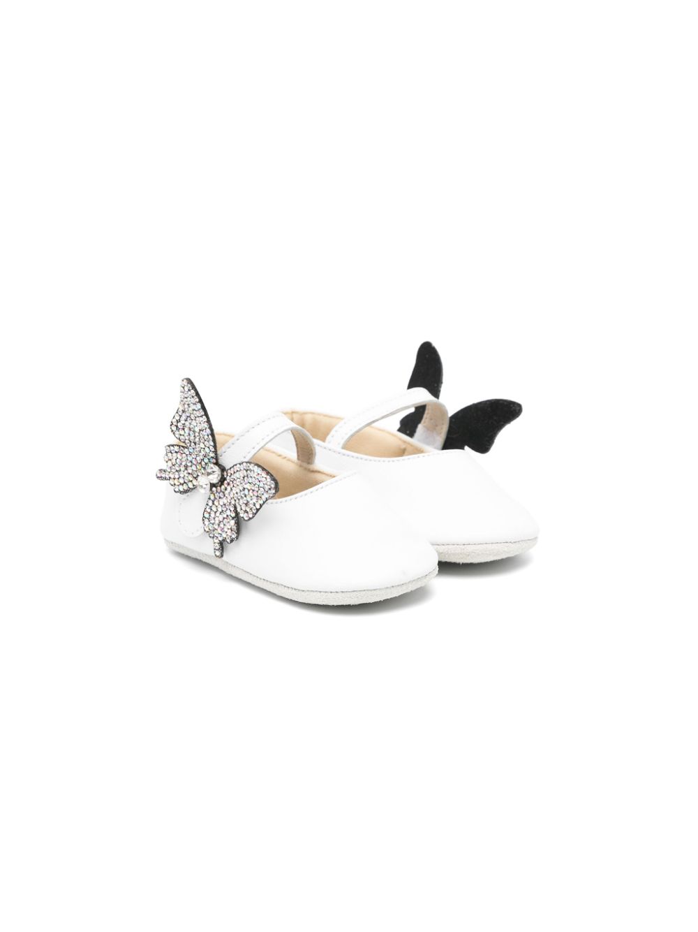 Butterfly-appliqué leather ballerina shoes - White
