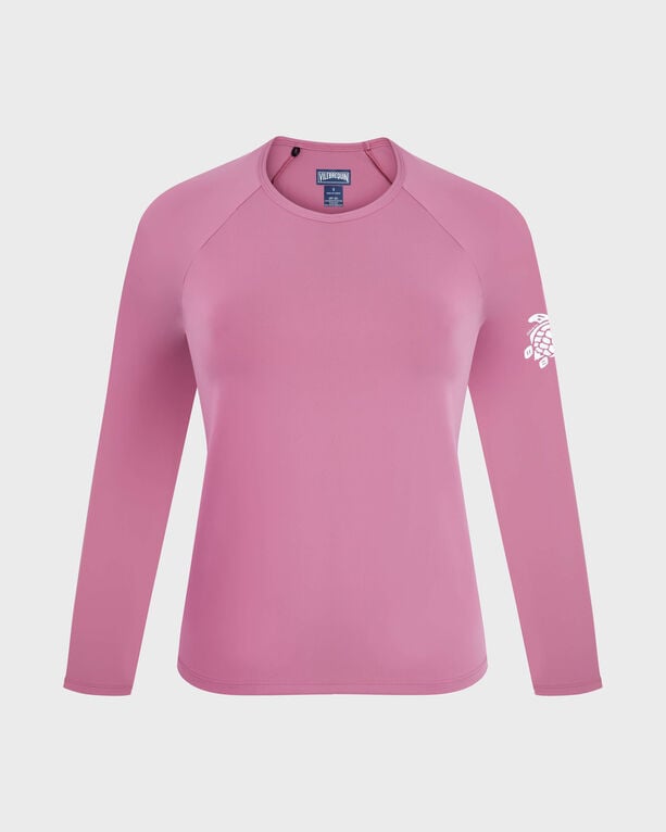 Women Long Sleeves Rashguard Top Solid - Rsh - Fly-out - Pink