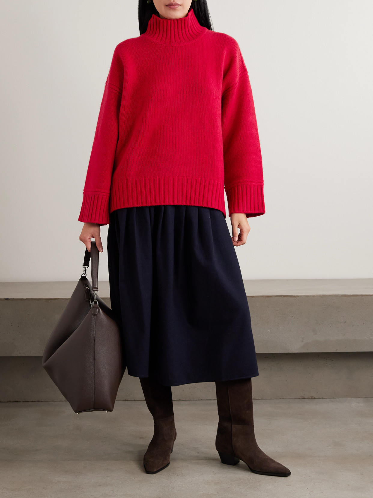 Archie Wool And Cashmere-blend Mock-neck Sweater - Red