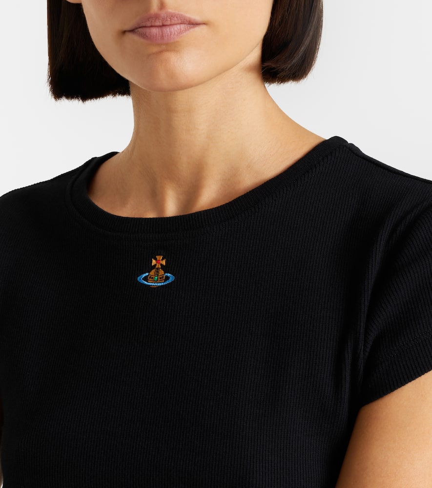 Peru cropped cotton-blend jersey T-shirt