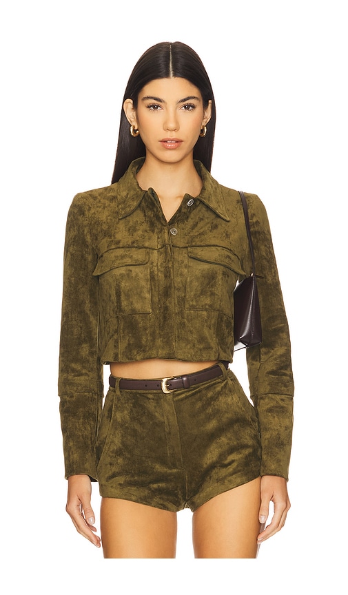 Amanda Uprichard VELOURSLEDERJACKE LUCAS in Olive. Größe XS. Also in L, M