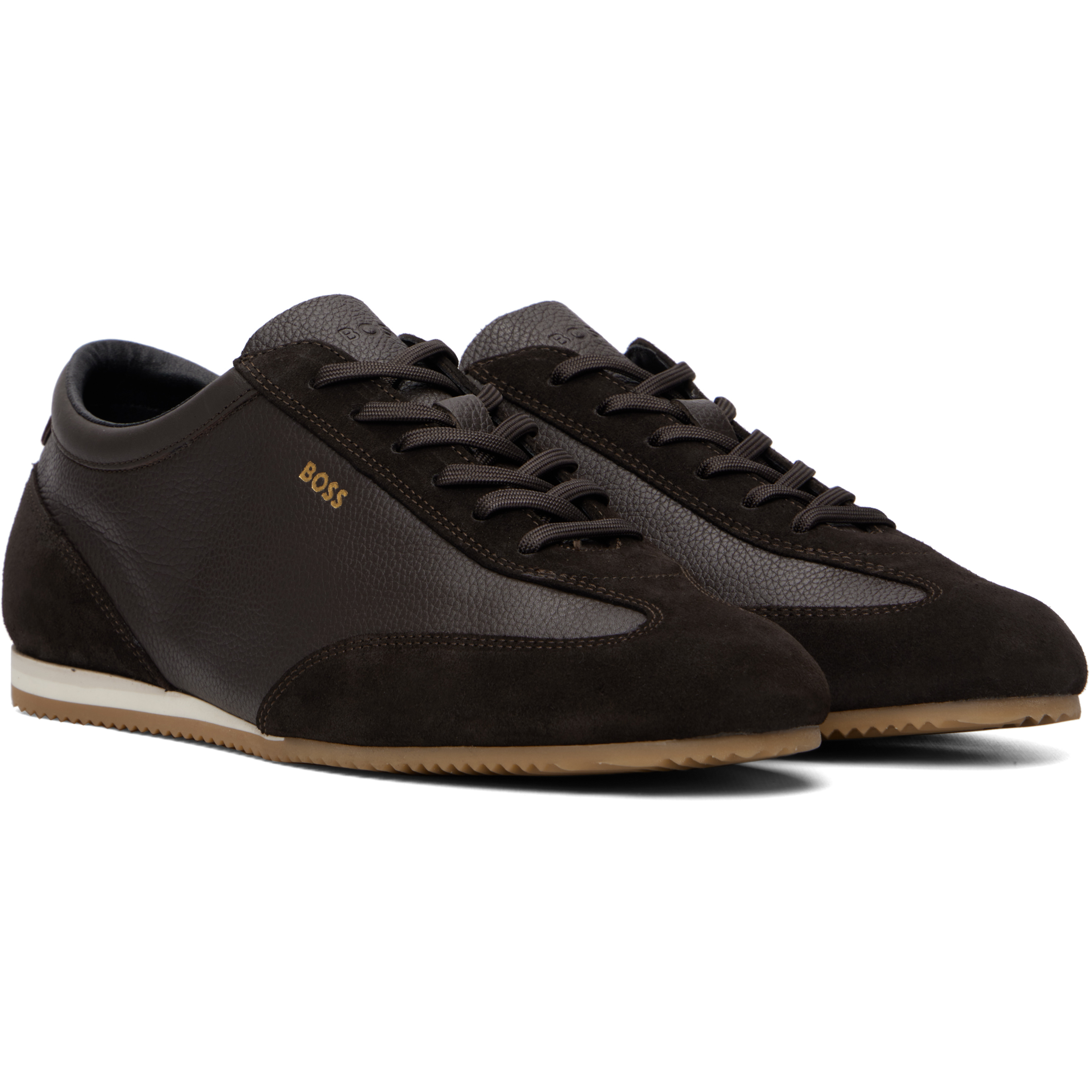 Brown Suede Trrim Leather Sneakers