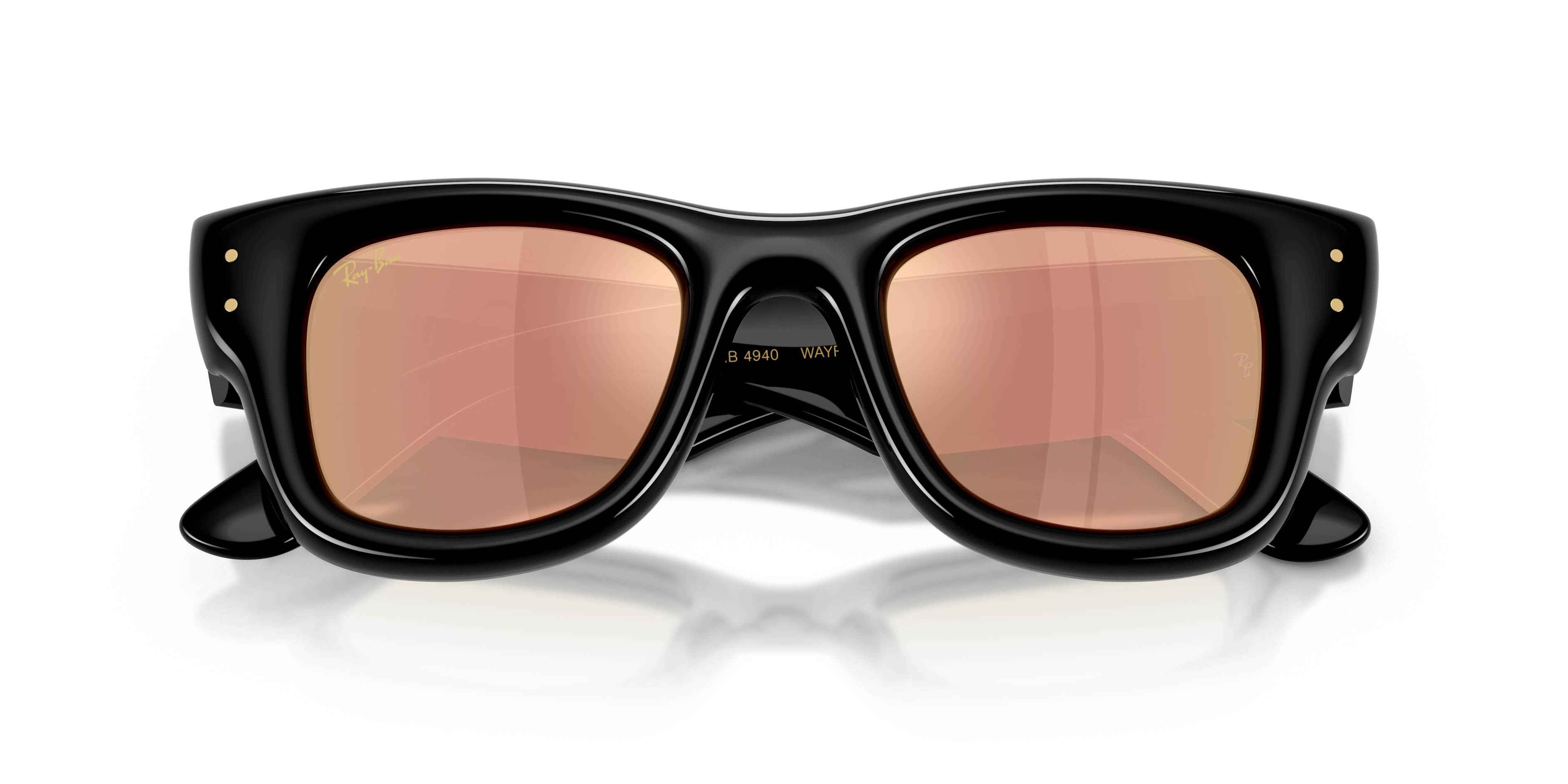 Ray - Ban Unisex Ray - Ban RB4940 WAYFARER PUFFER 601/7J Sunglasses Nylon Black Brown Squared Mirror
