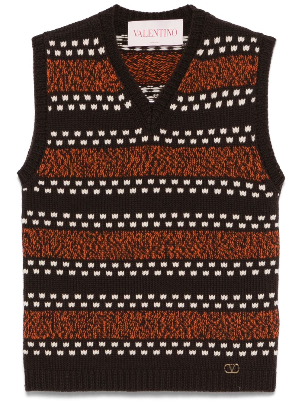 VLogo-signature wool vest - Brown