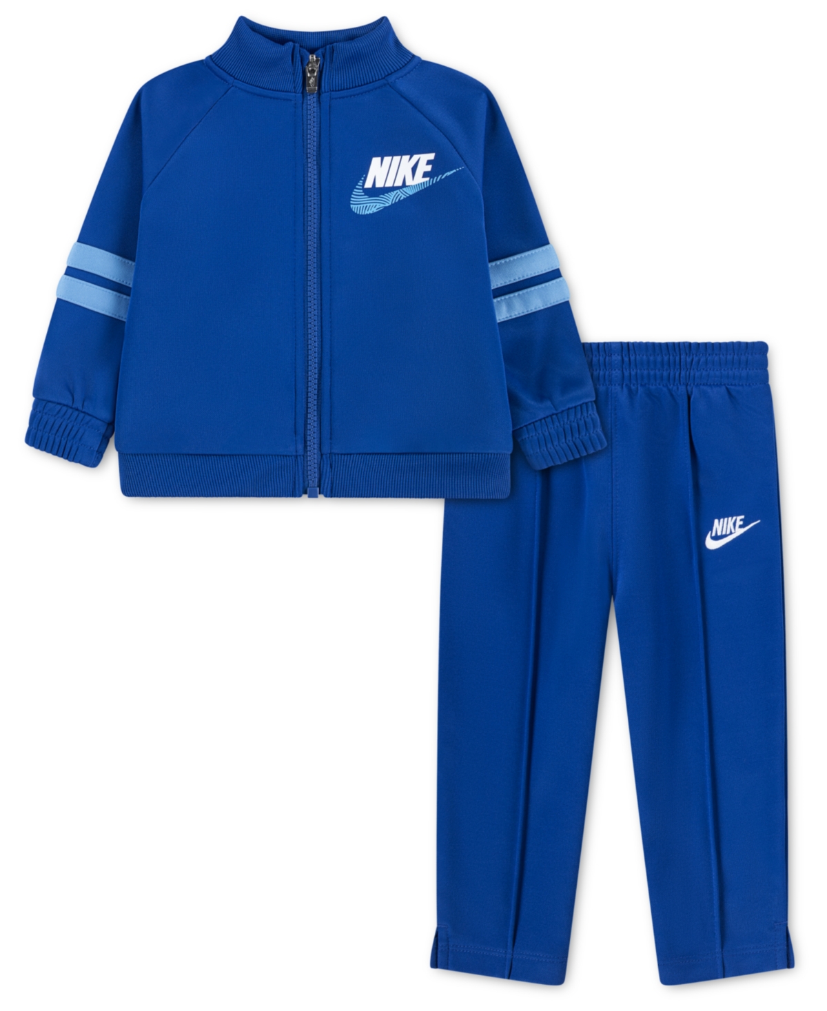 Baby Boys' Oversized Jacket and Logo Detail Pants, 2-Piece Set - Med Blue