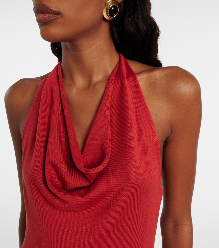 Scarf-detail silk-blend jersey gown