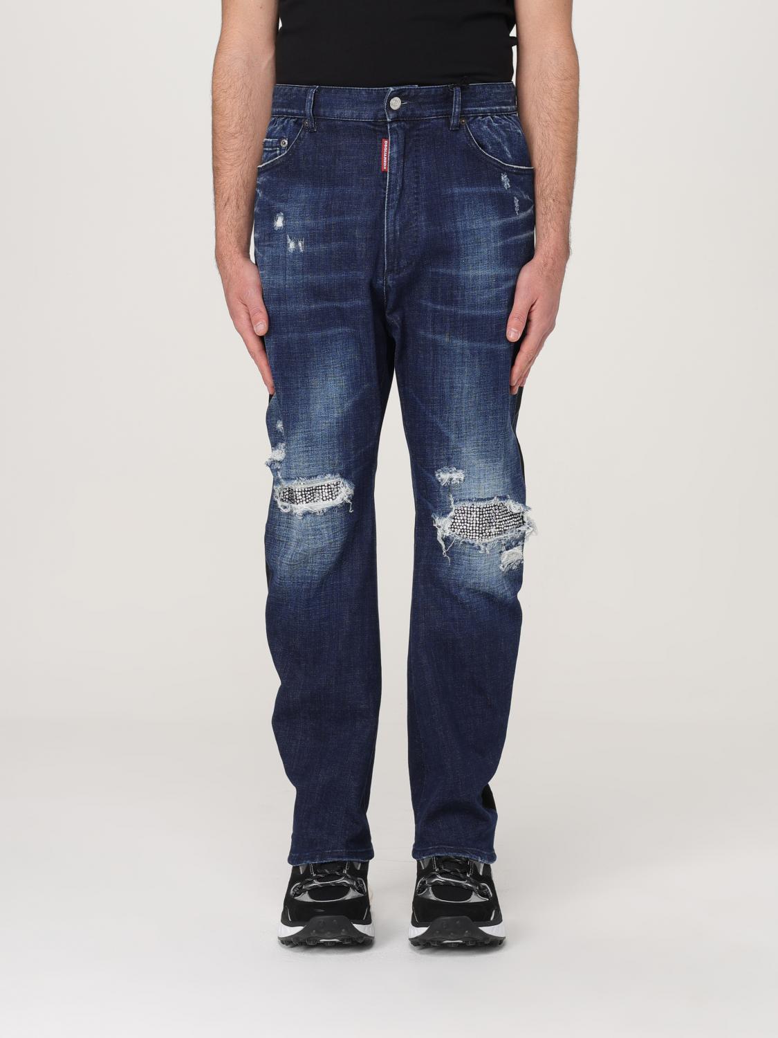 Distressed straight jeans - Blue