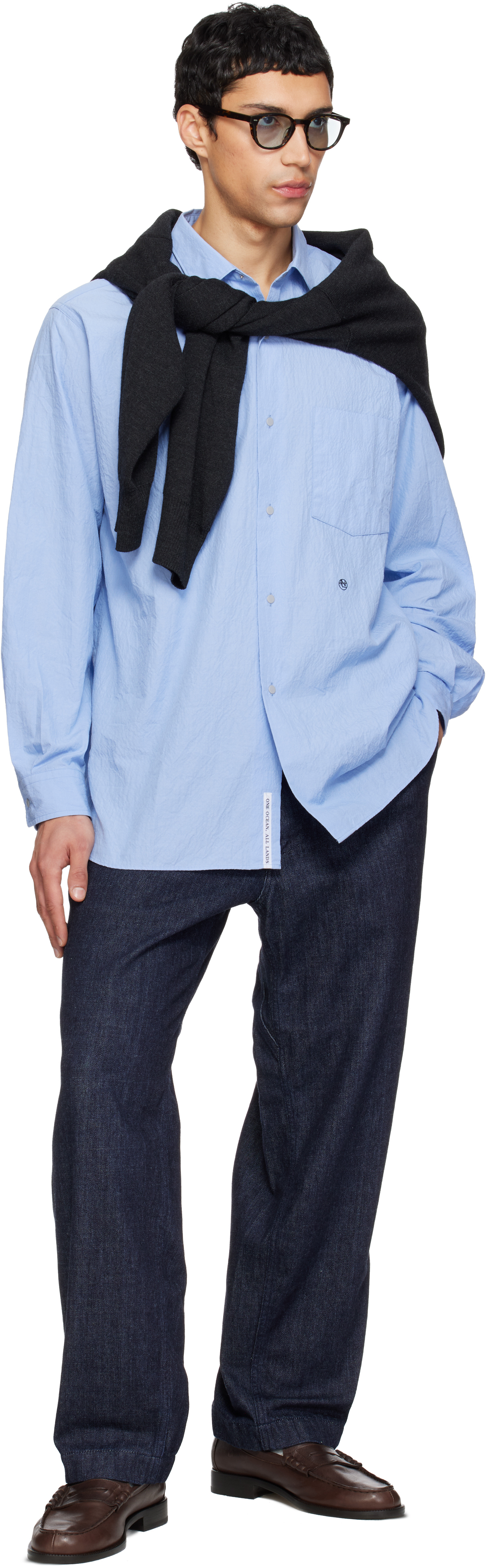 Blue Regular Collar Wind Shirt