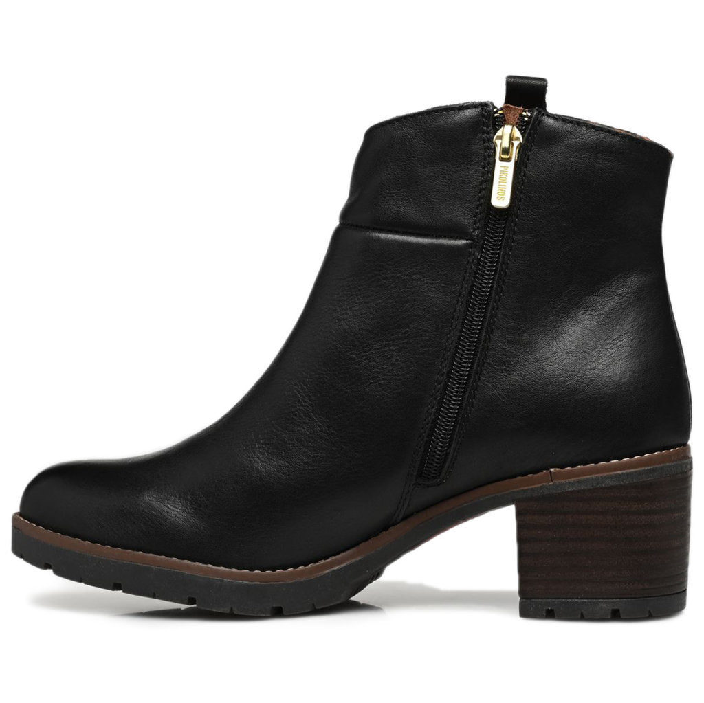 Pikolinos Llanes Calfskin Leather Women's Zip Up Mid Heel Ankle Boots