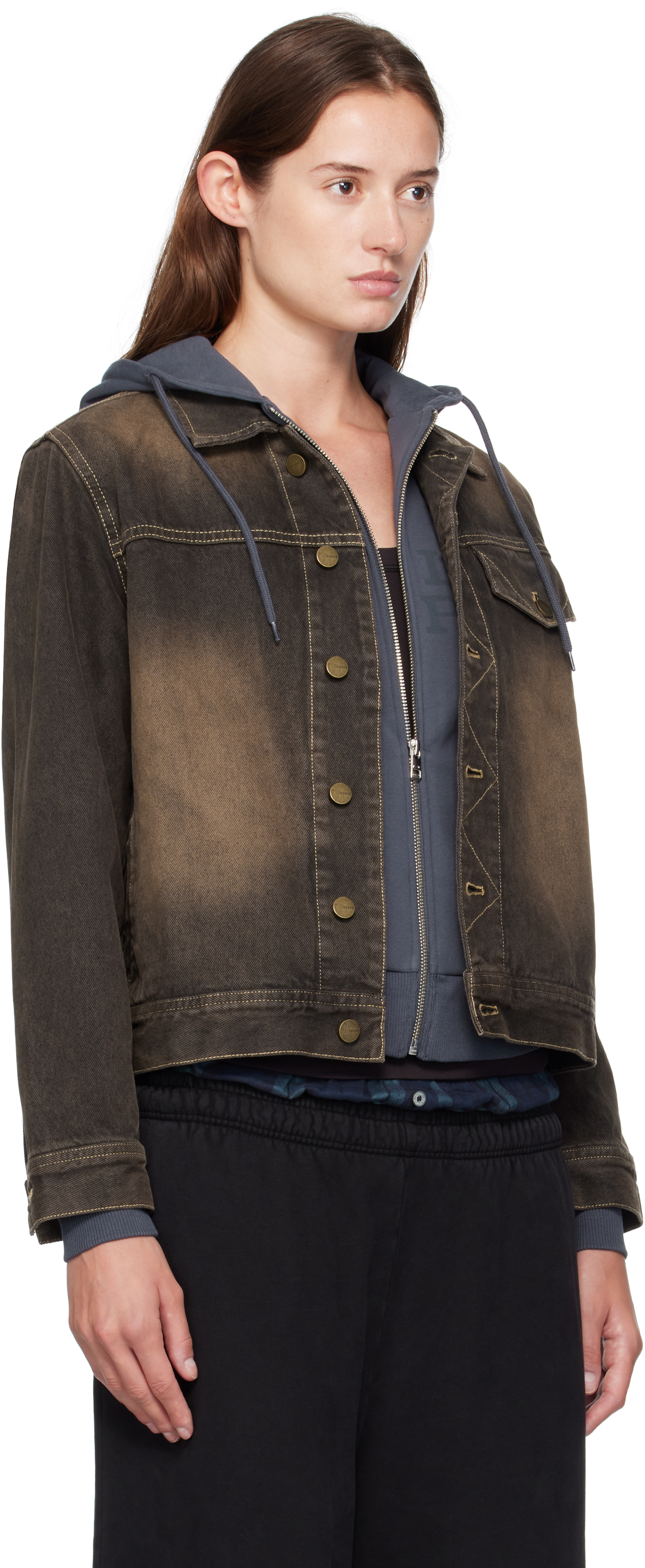 Brown Overdyed Arch Denim Jacket