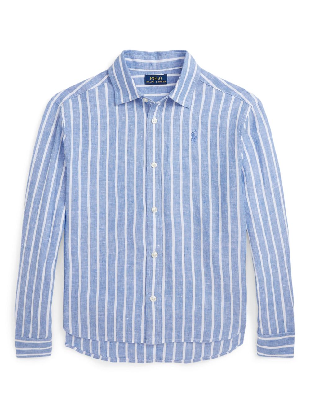 Logo-embroidered striped shirt - Blue
