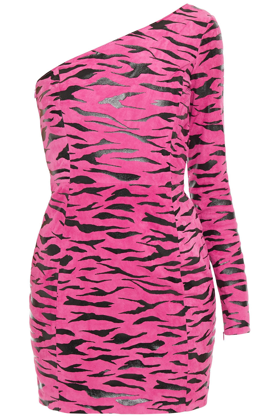 Moschino - One-shoulder tiger-print suede mini dress - Pink - IT 40