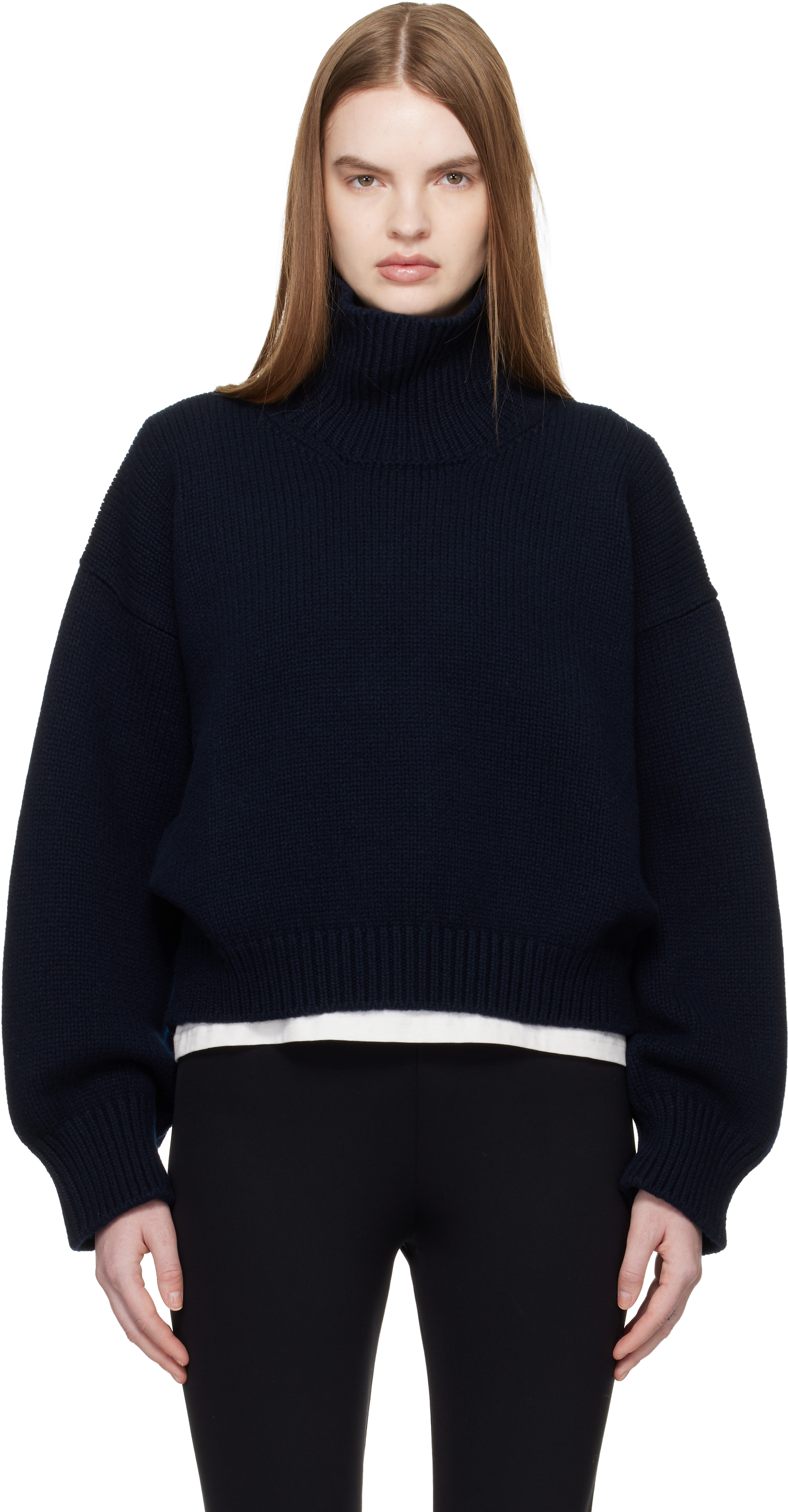 Navy Caragh Crop Turtleneck