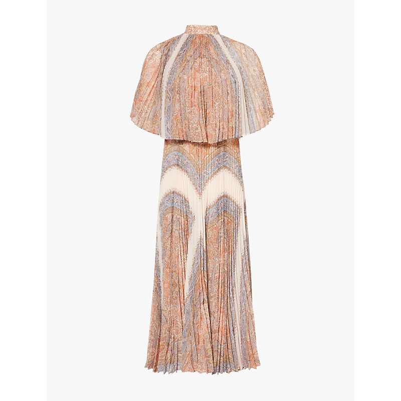 Womens Paisley Haze Sunray Paisley-print Recycled-polyester Midi Dress 