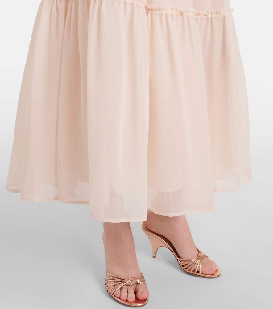 Gathered chiffon maxi skirt