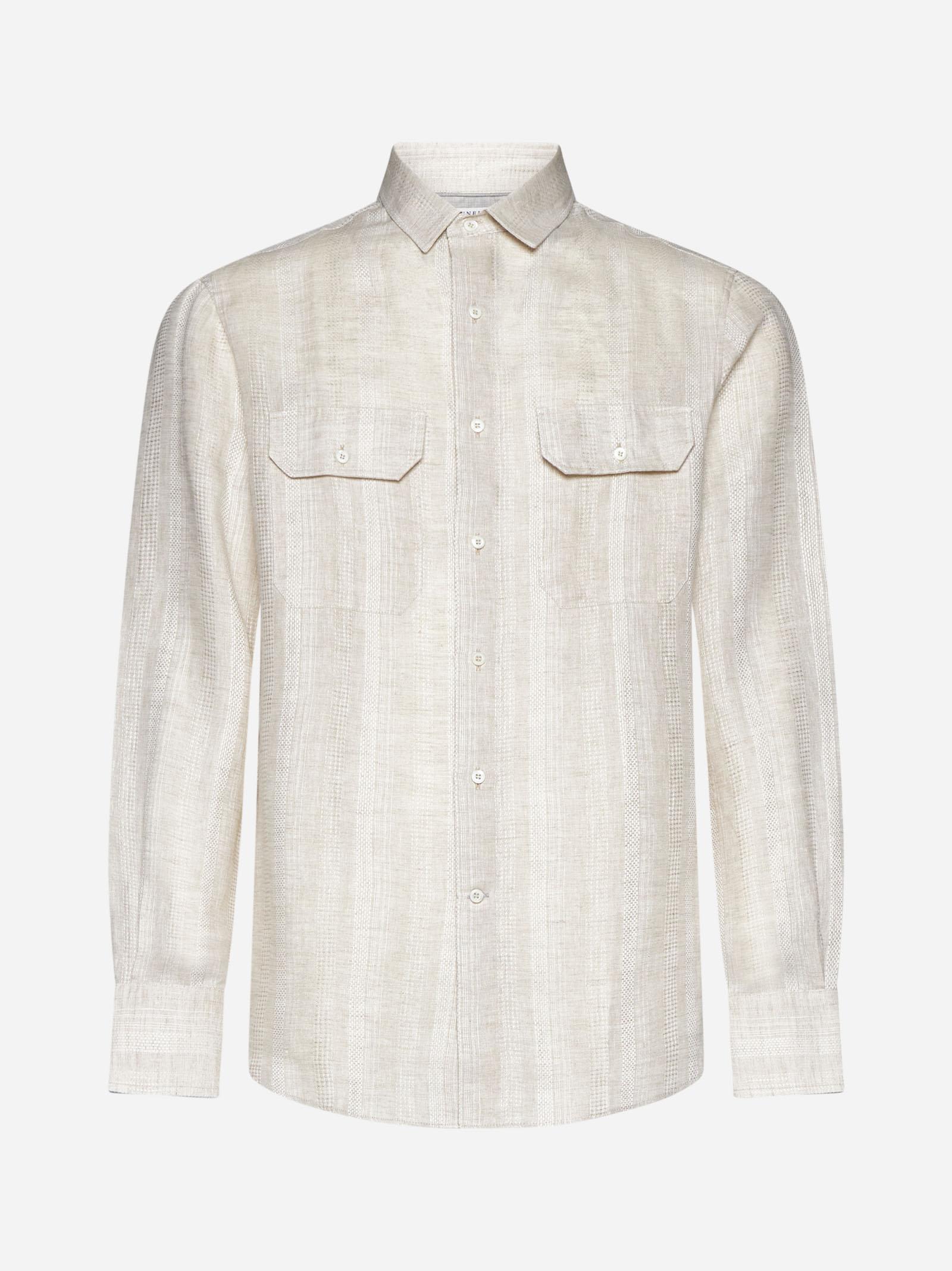 Striped linen shirt - Neutrals