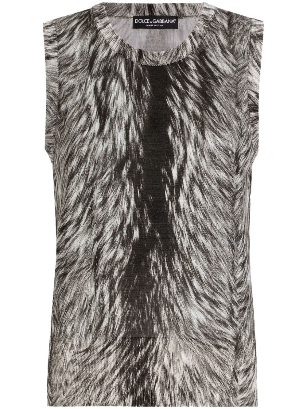 Fur-print tank top - Brown