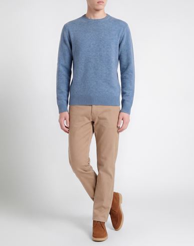 Man Sweater Slate blue Size M Lambswool