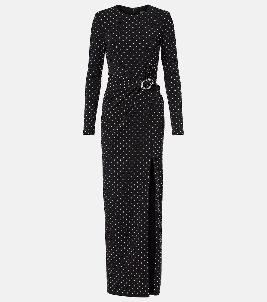 Embellished gathered jersey gown