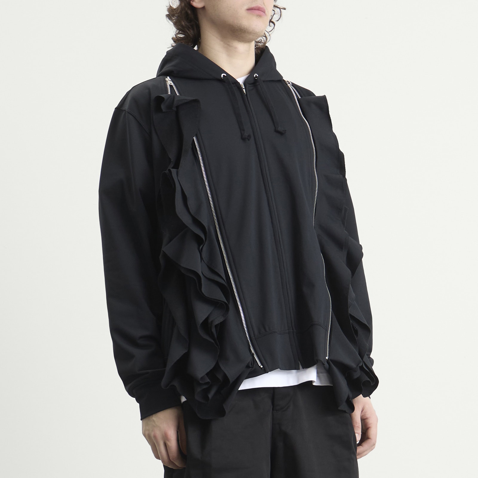 COMME des GARCONS Homme Plus Double Zipper Hoodie in Black - Black. M also in XL/1X