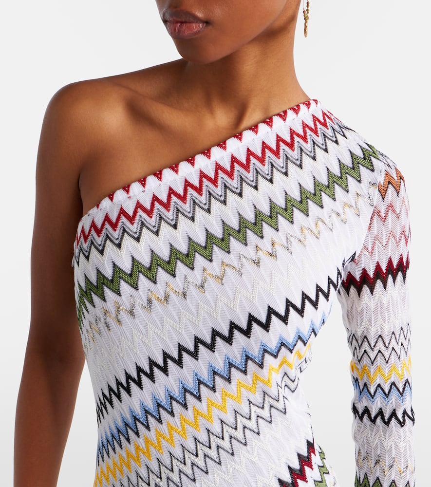 Zigzag asymmetric maxi dress