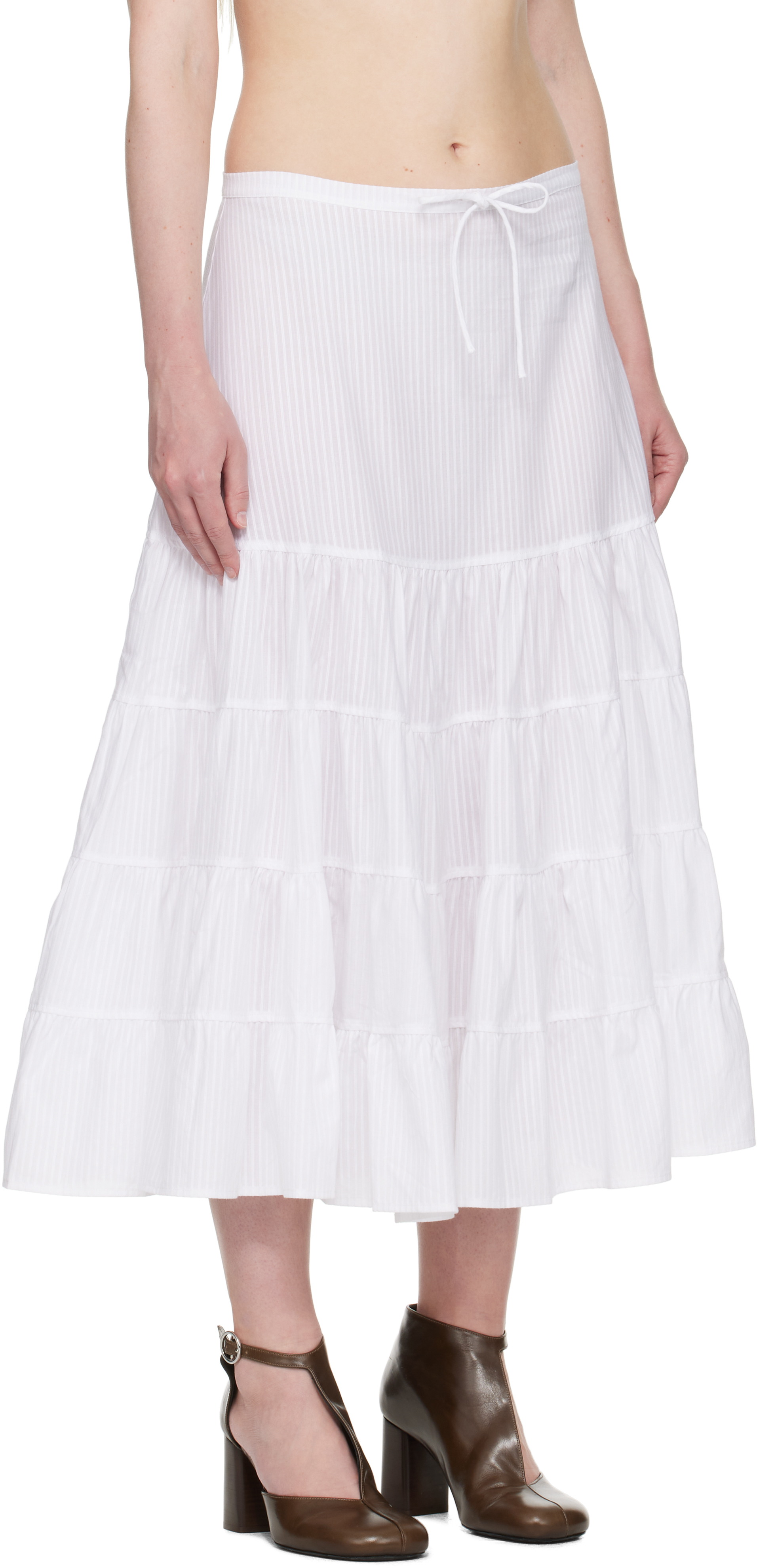 White Long Etoile Maxi Skirt