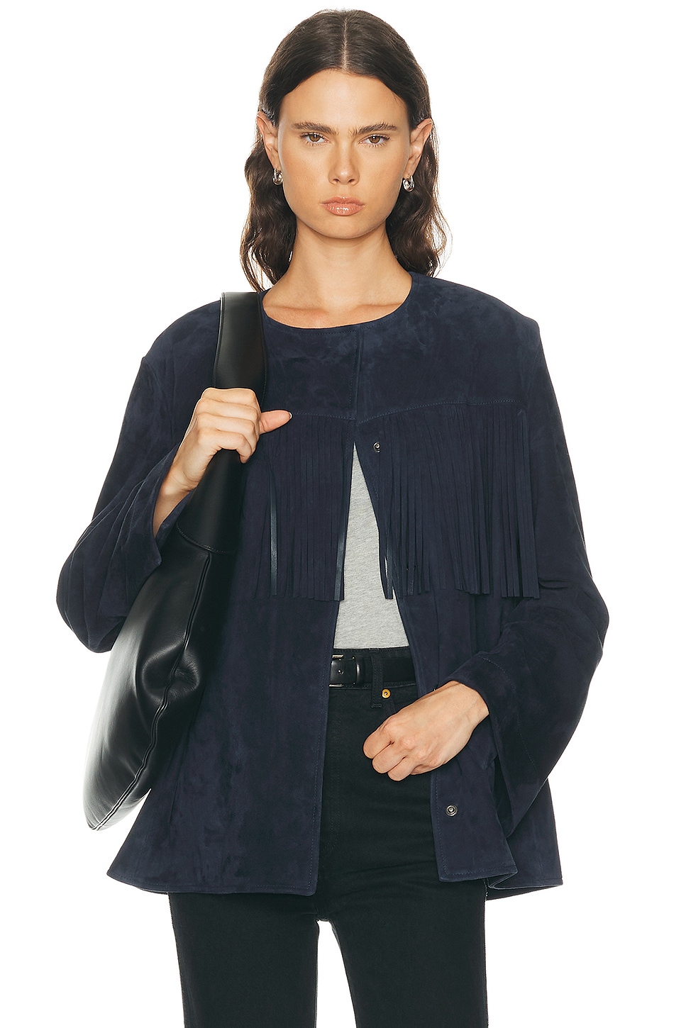 NOUR HAMMOUR Marfa Coat in Navy - Navy. S also in XS