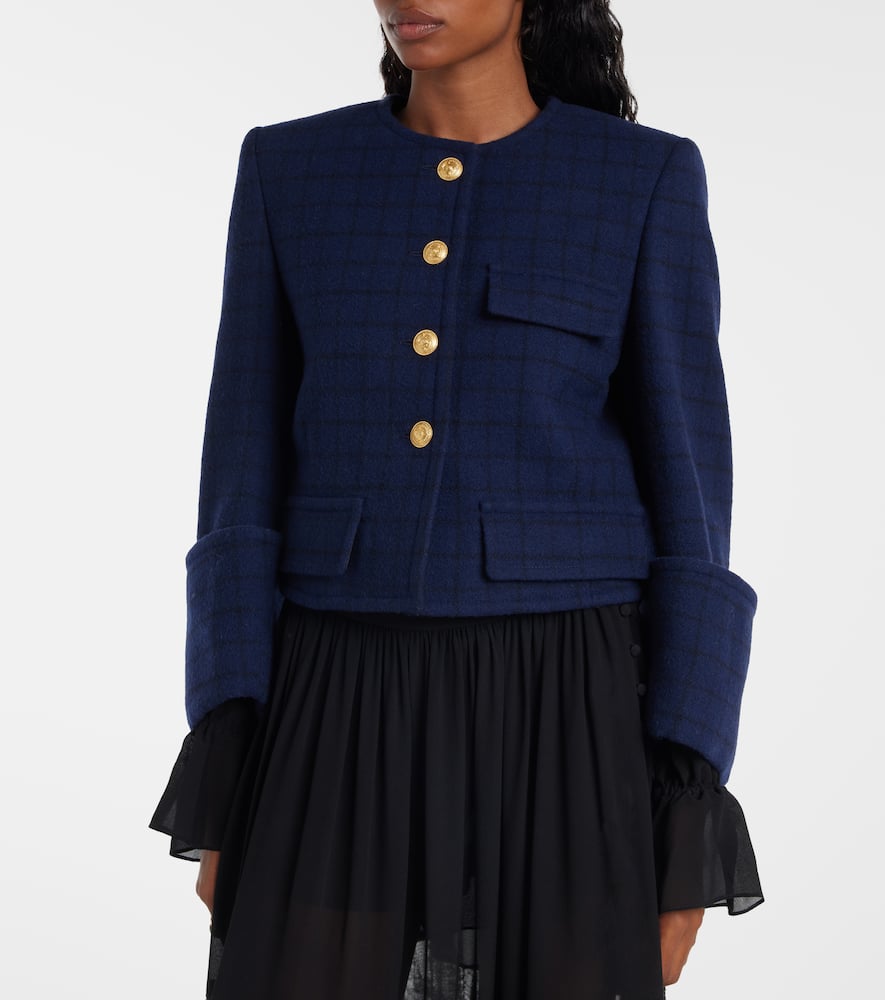 Chloé Checked cropped wool-blend jacket