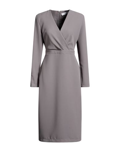 Woman Midi dress Grey Size 10 Polyester