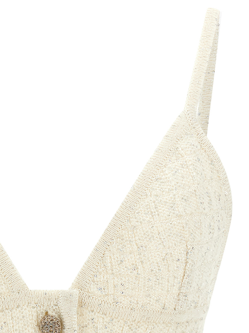 Sequin Top Tops White