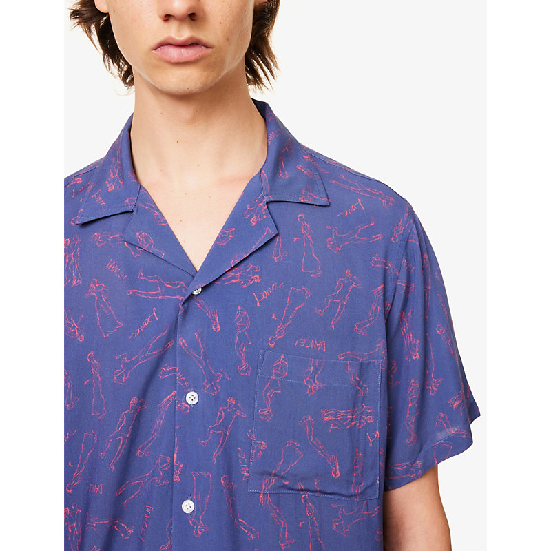 Arrels Barcelona 남성 Mens Navy Dance Richard Short-sleeve Woven Shirt M 75521708