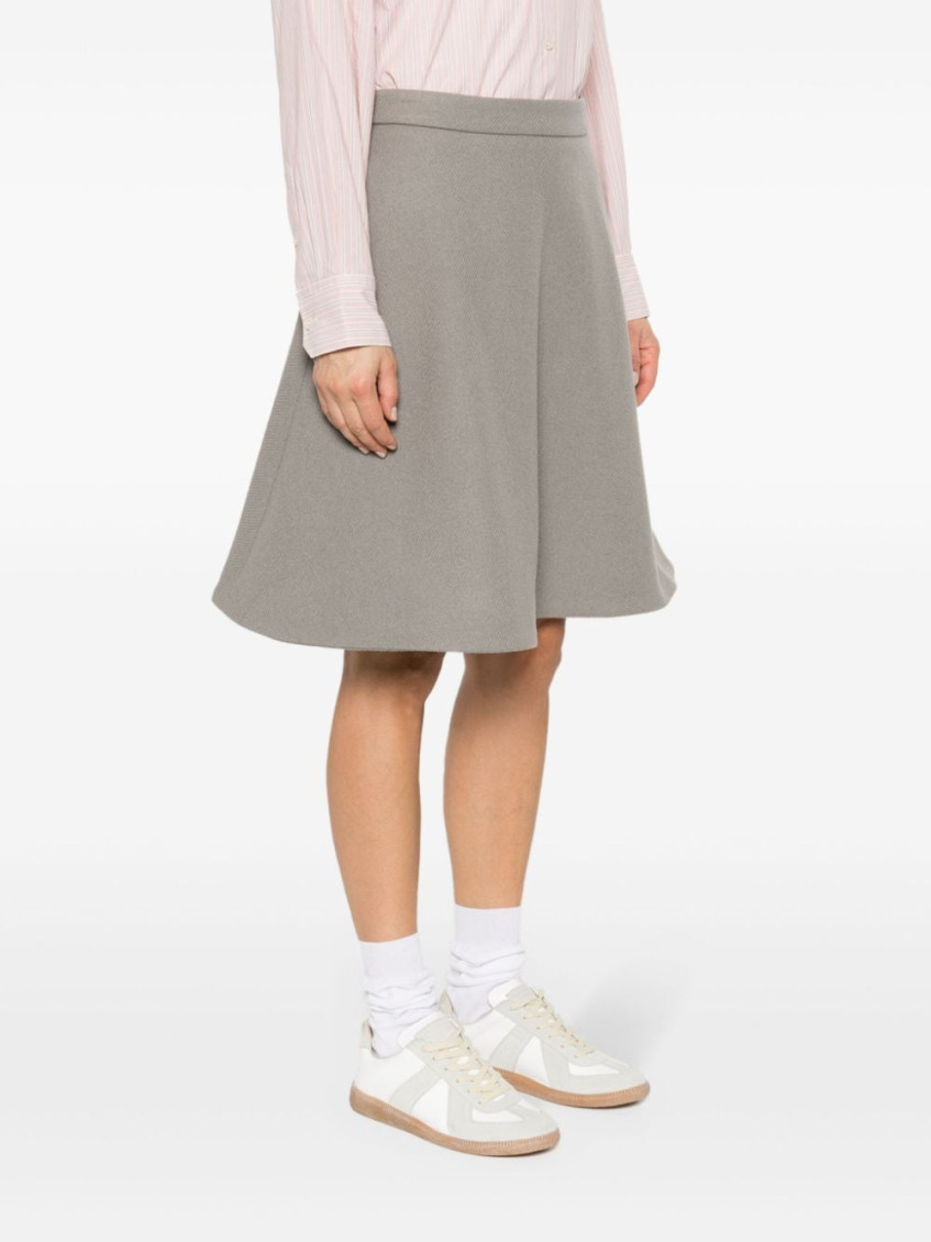 Taupe Knitted Midi Skirt