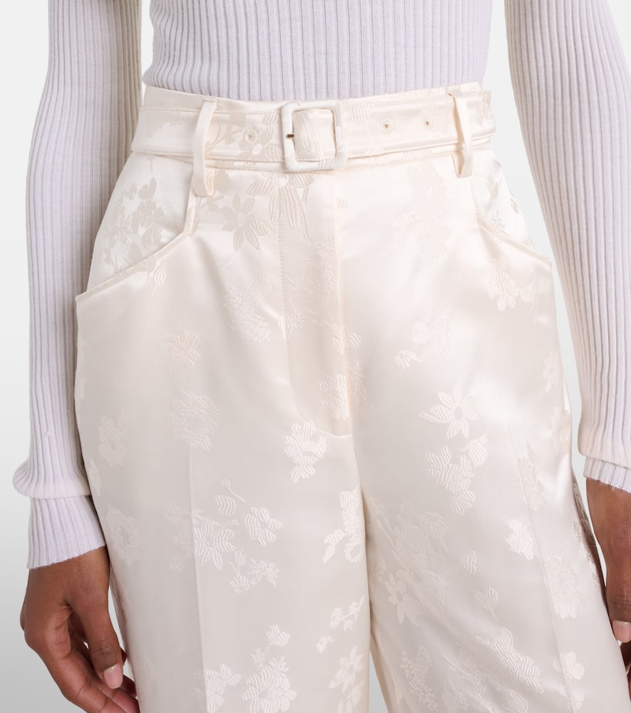 Norman embroidered silk wide-leg pants
