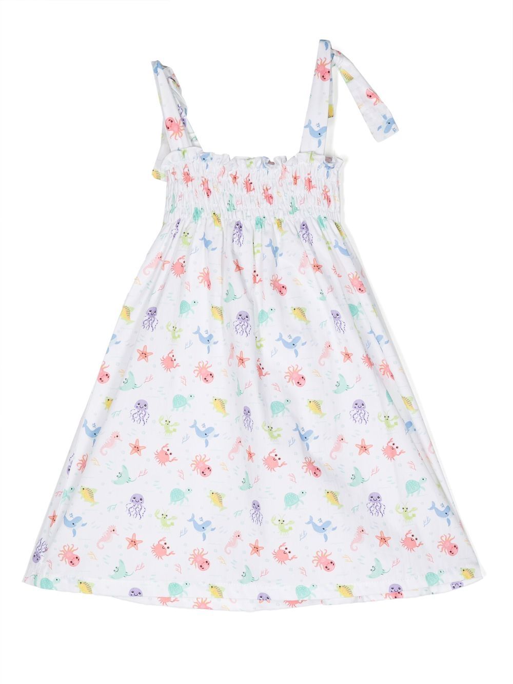 Graphic print pleated dress - White