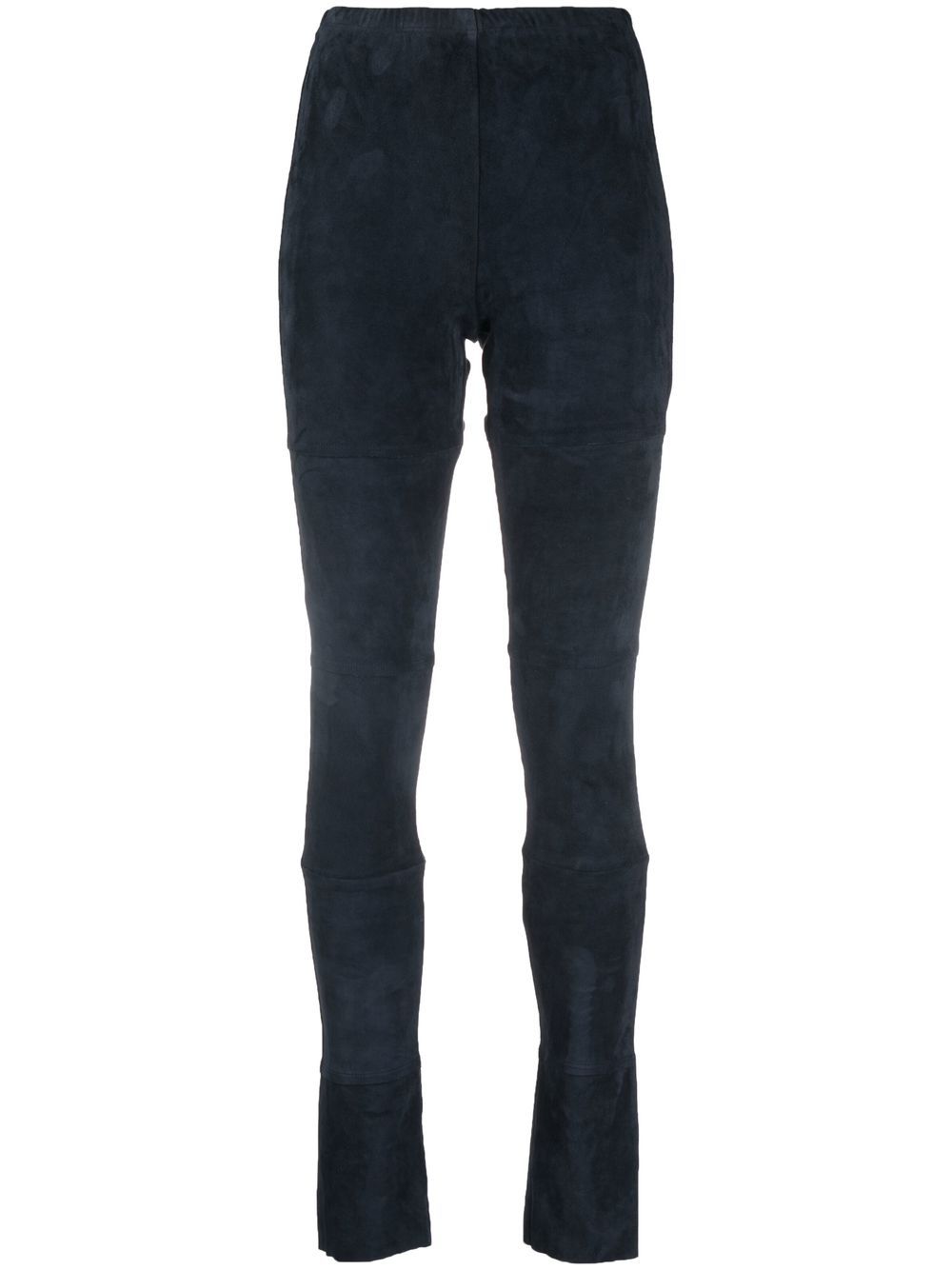 High-waist suede leggings - Blue