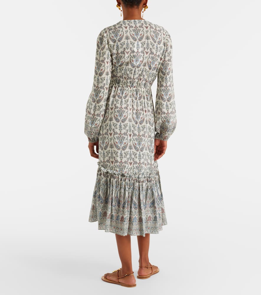 Vani paisley ruffled midi dress