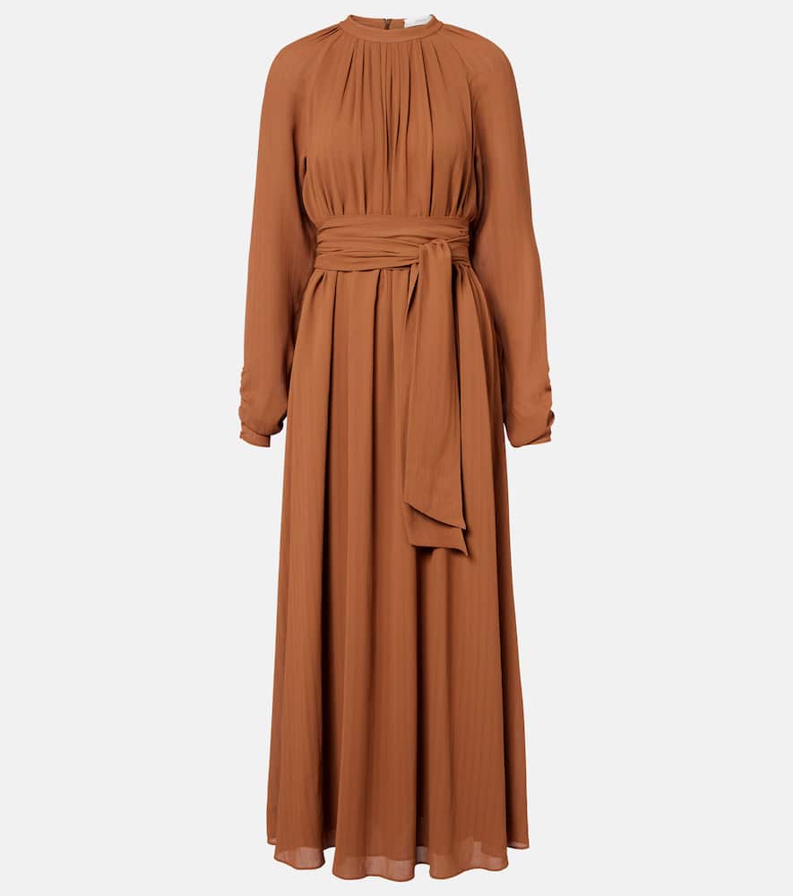 Pinky belted draped maxi dress