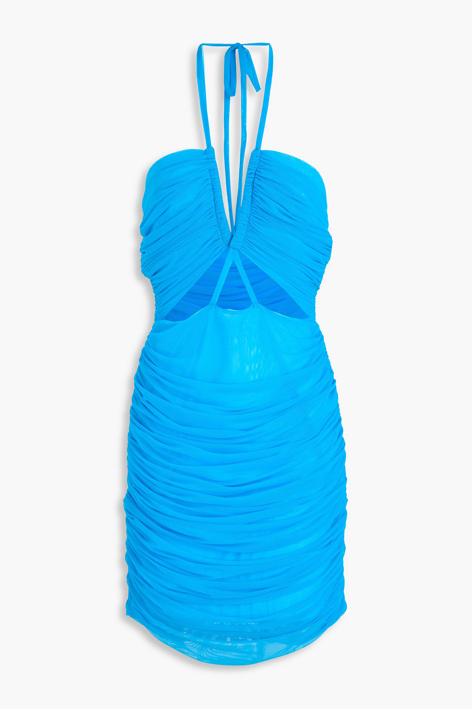 Cutout ruched mesh mini dress - Blue - IT 48