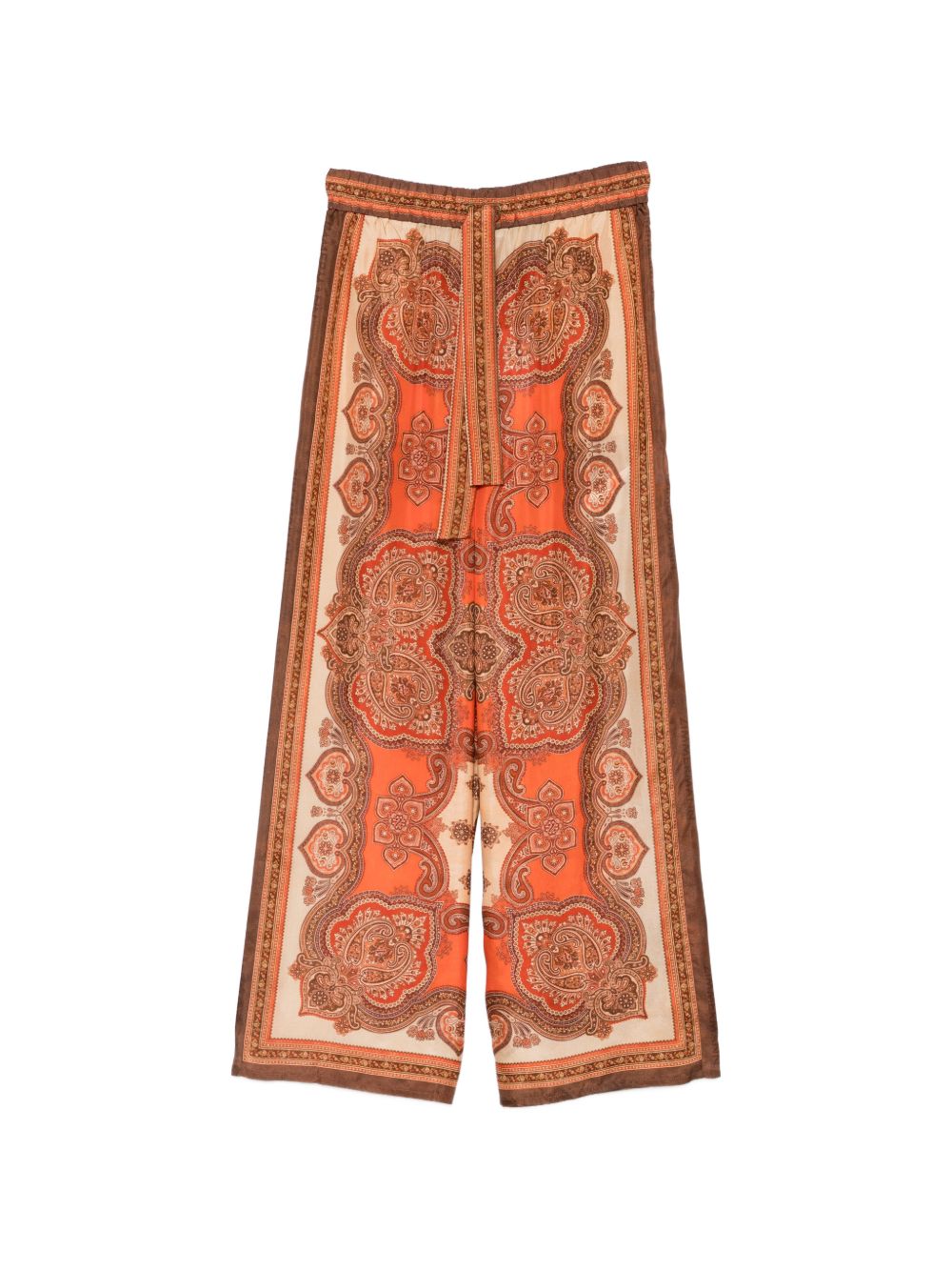 Paisley-Print Silk Trousers — Orange