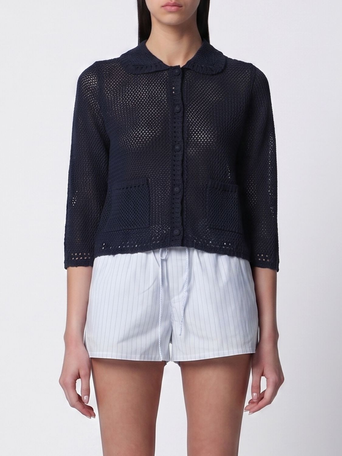 Linen And Cotton Blend Cardigan