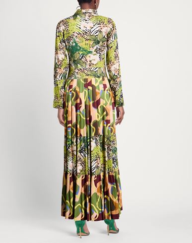 Woman Maxi dress Military green Size L Viscose