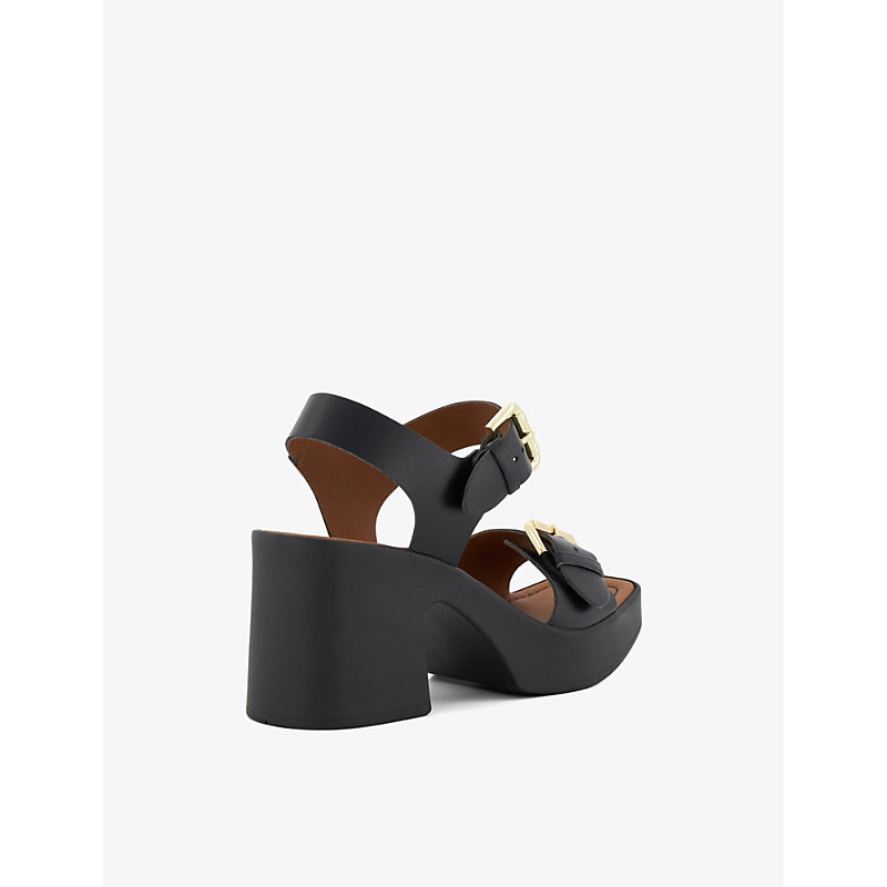 Womens Black-leather Jenies Leather Platform Sandals