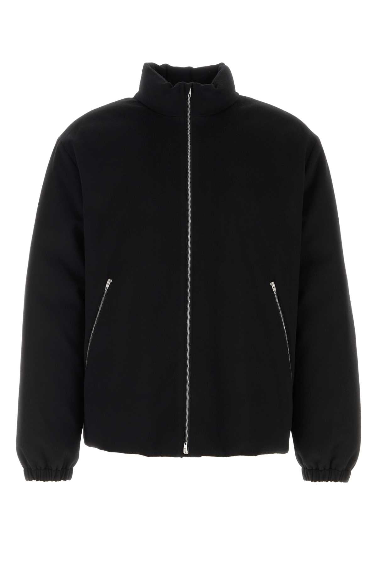Wool-Shell Down-Padded Down Jacket — Black